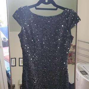 Adrianna Papell Black Sequin Evening Dress